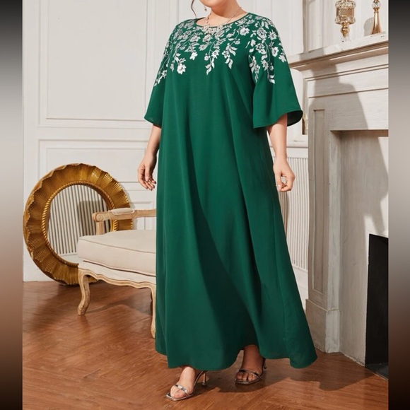 Boho floral print Kaftan maxi dress